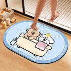 Playful Cartoon Dog Bath Mat | Thrascher