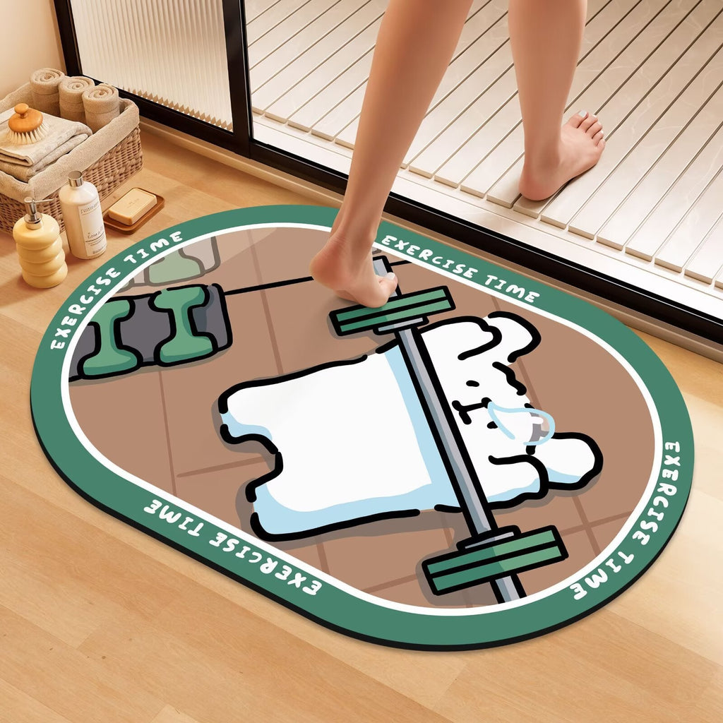 Playful Cartoon Dog Bath Mat | Thrascher
