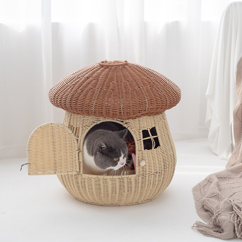 Playful Cat Basket in Mushroom Design | Thrascher