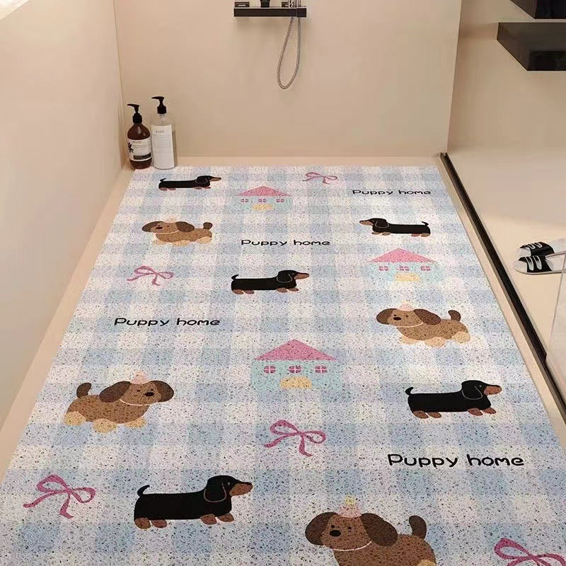 Playful Puppy-Themed Non-Slip Bathroom Mat | Thrascher