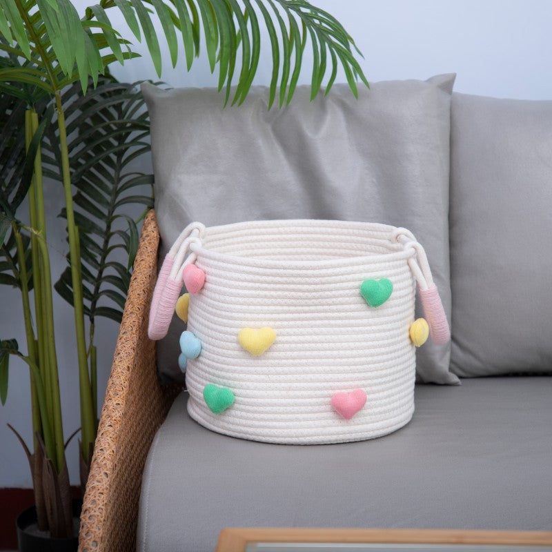Playful Storage Basket with Heart Pattern | Thrascher