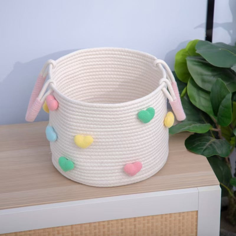 Playful Storage Basket with Heart Pattern | Thrascher