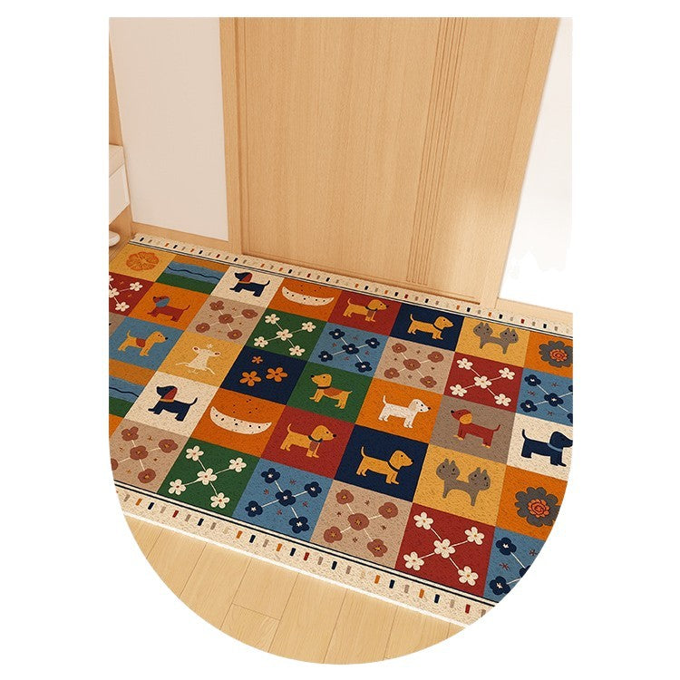 Playful Striped Dog Print Welcome Mat | Thrascher