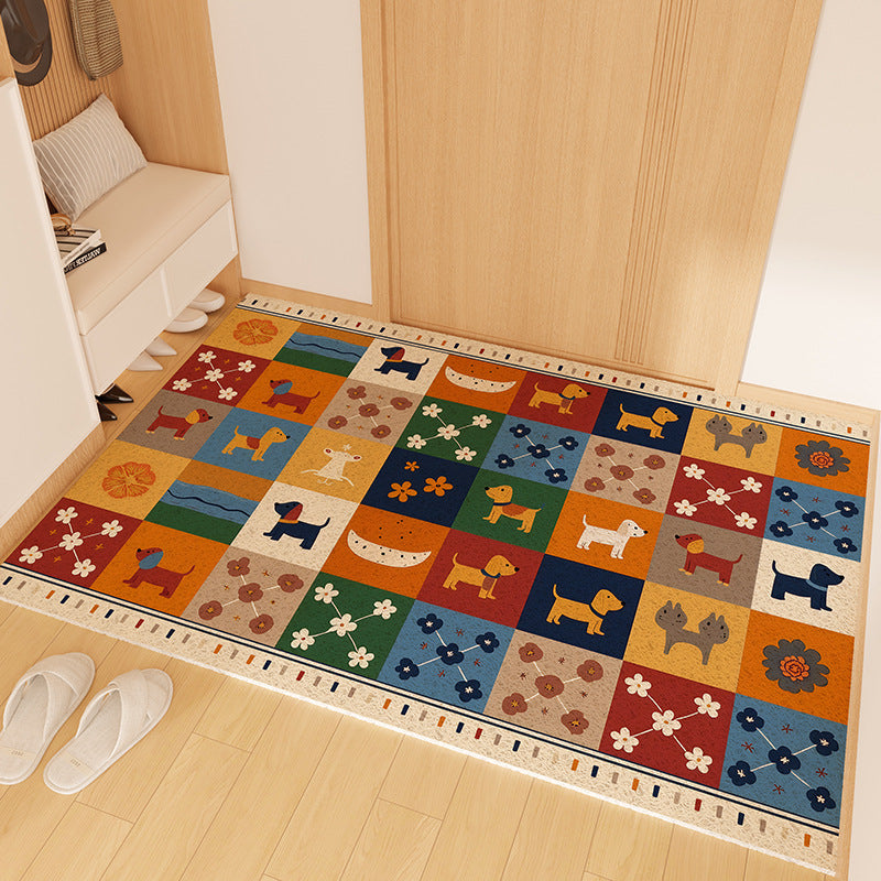 Playful Striped Dog Print Welcome Mat | Thrascher