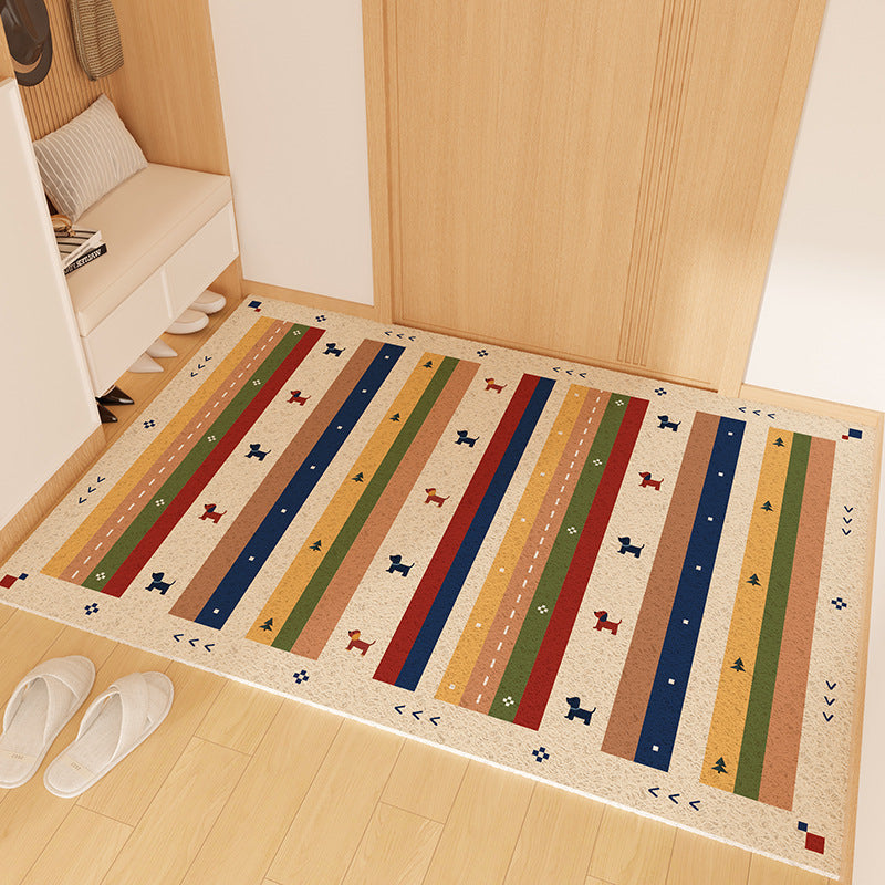 Playful Striped Dog Print Welcome Mat | Thrascher
