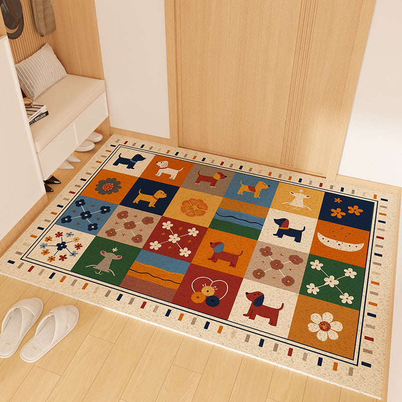 Playful Striped Dog Print Welcome Mat | Thrascher