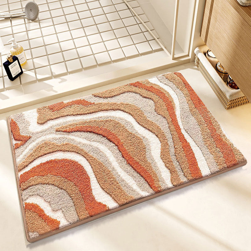 Plush Wave-Pattern Bathroom Mat | Thrascher