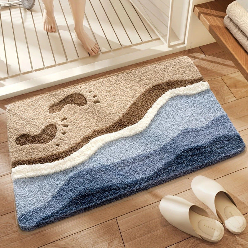 Plush Wave-Pattern Bathroom Mat | Thrascher