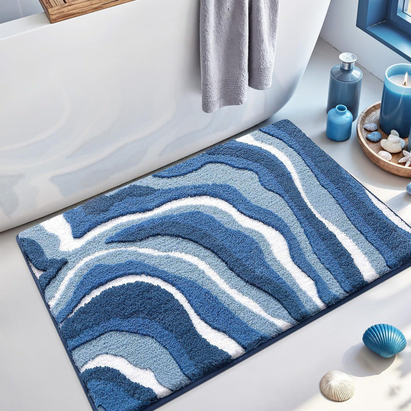 Plush Wave-Pattern Bathroom Mat | Thrascher