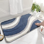 Plush Wave-Pattern Bathroom Mat | Thrascher