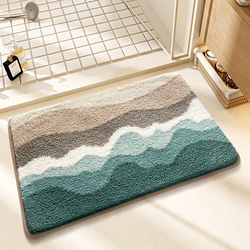 Plush Wave-Pattern Bathroom Mat | Thrascher