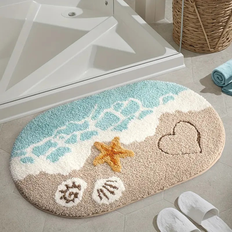 Plush Wave-Pattern Bathroom Mat | Thrascher