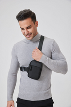 Polyester Sling Bag, Medium/Large, Adjustable Strap, Two Zippered Pockets, view 3