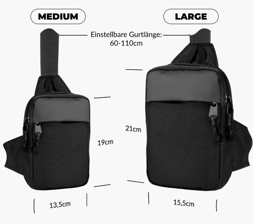 Polyester Sling Bag, Medium/Large, Adjustable Strap, Two Zippered Pockets, view 8