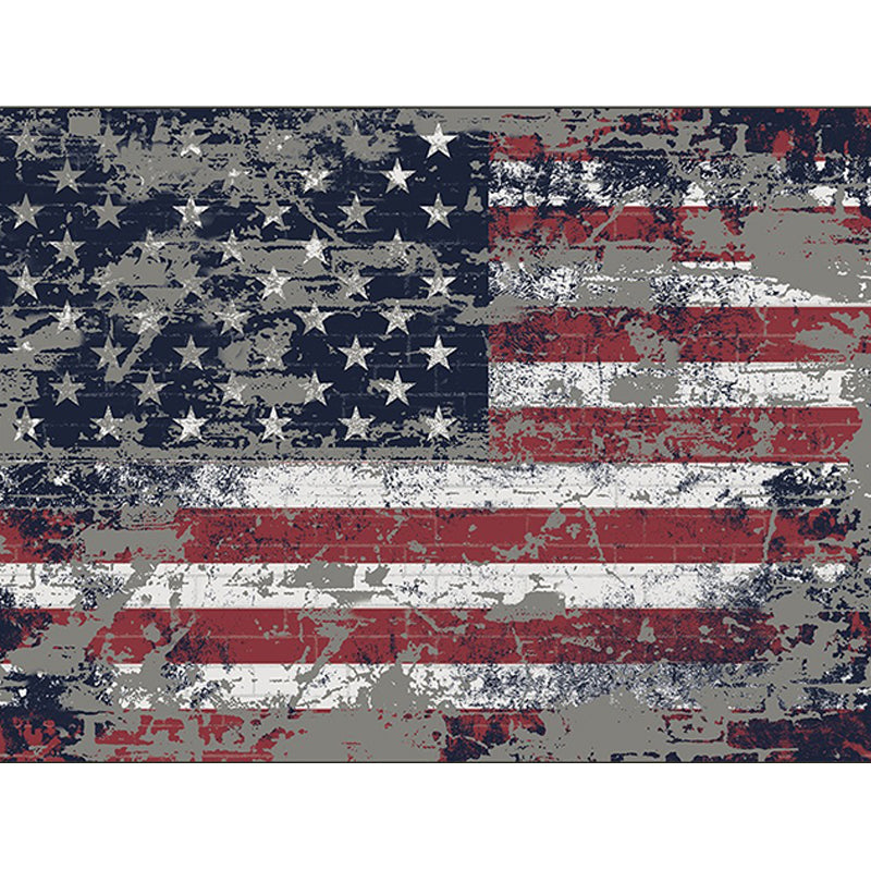 Polyester USA Flag Pattern Rug, Red, Washable, Non-Slip Backing, view 2
