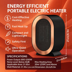 Portable Ceramic PTC Space Heater, 800–1200 W, Home & Office, view 2