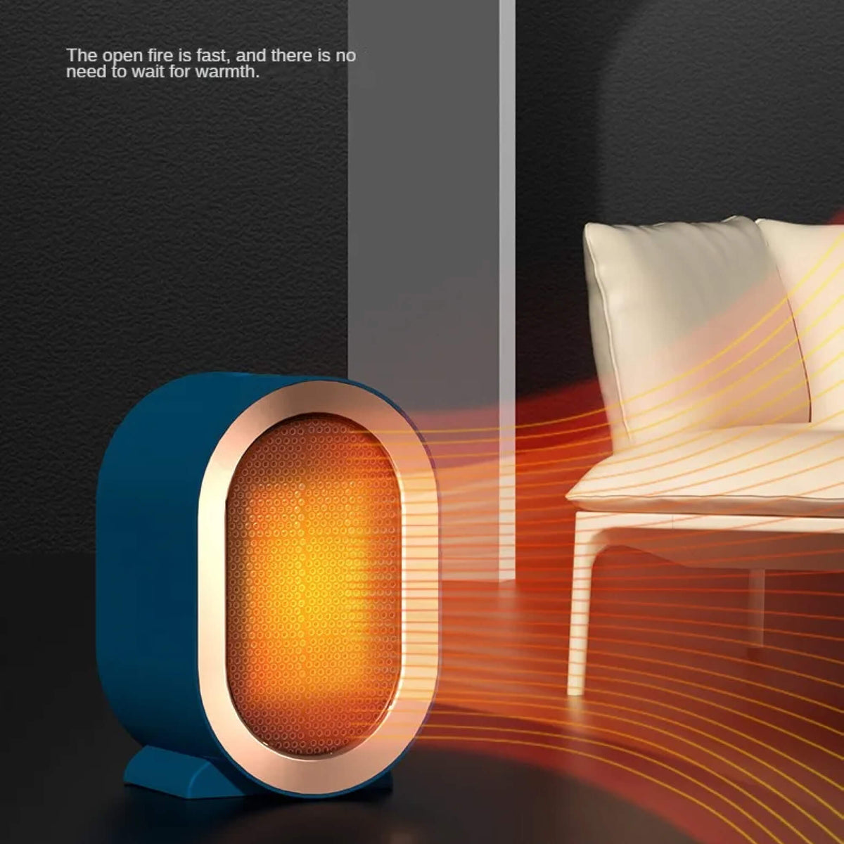 Portable Ceramic PTC Space Heater, 800–1200 W, Home & Office, view 7