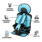 Portable Foldable Child Car Booster Seat with 5-Point Harness, view 2