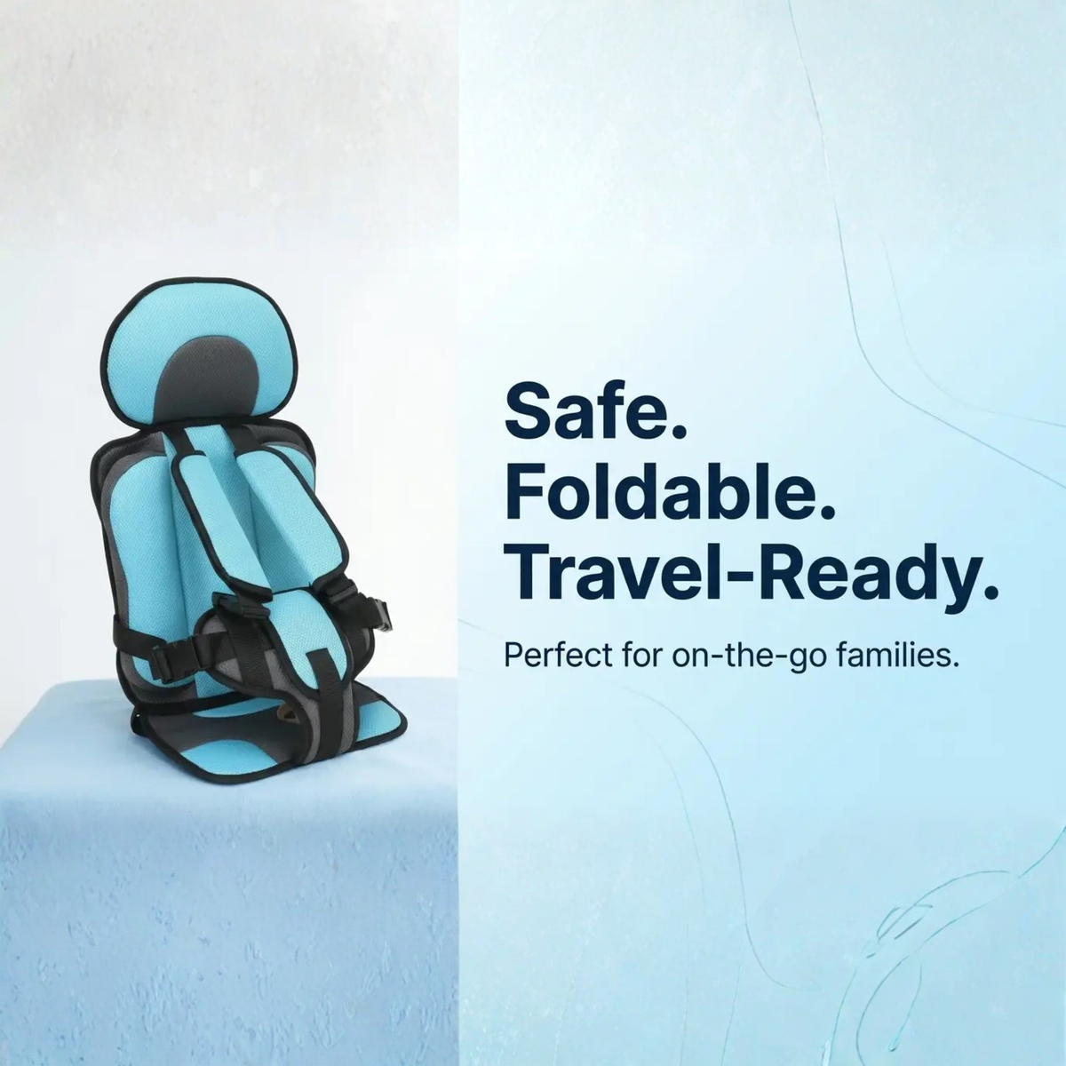 Portable Foldable Child Car Booster Seat with 5-Point Harness, view 9