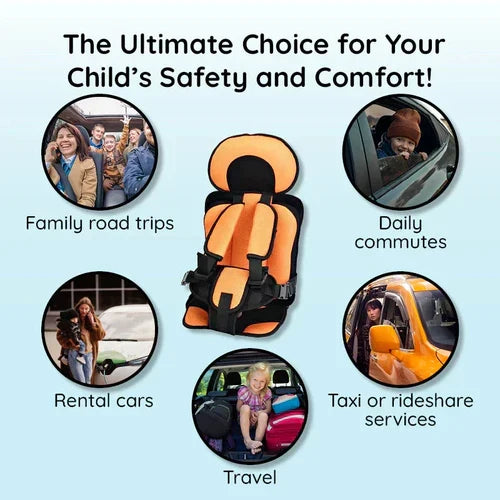 Portable Foldable Child Car Booster Seat with Five-Point Harness