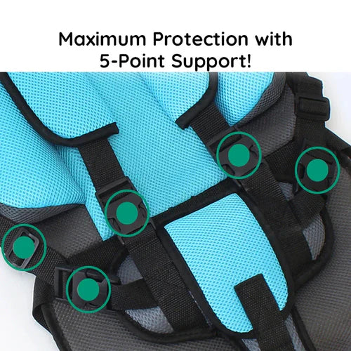 Portable Foldable Child Car Booster Seat with Five-Point Harness