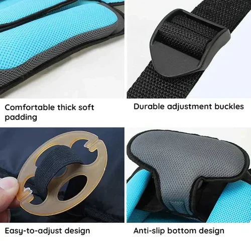 Portable Foldable Child Car Booster Seat with Five-Point Harness
