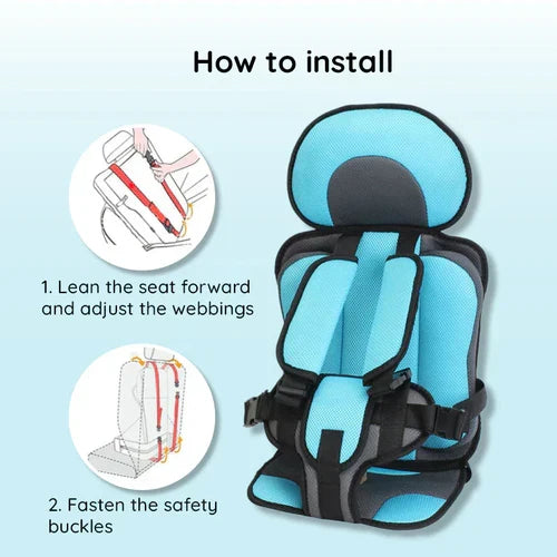 Portable Foldable Child Car Booster Seat with Five-Point Harness