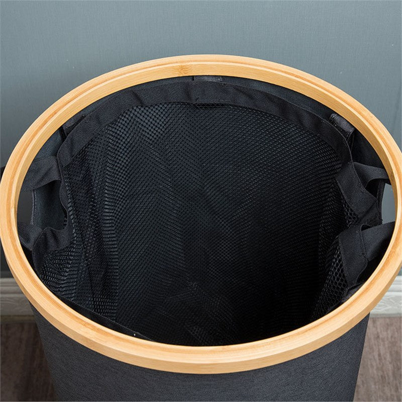 Practical Laundry Basket Soft Textile Wood | Thrascher