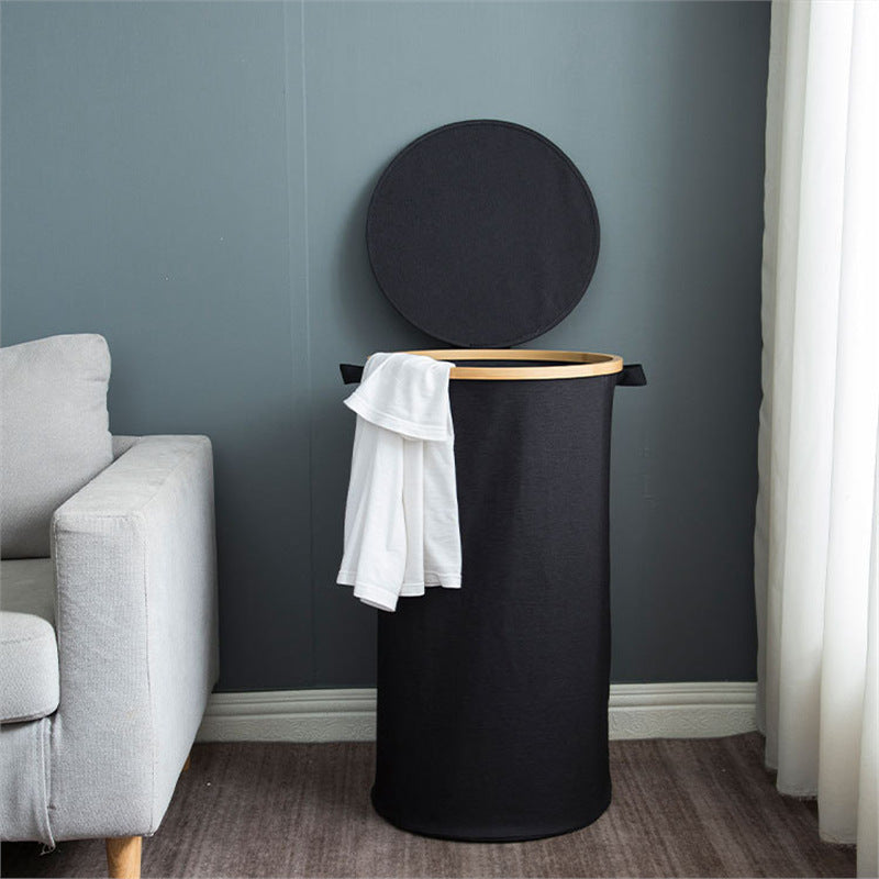 Practical Laundry Basket Soft Textile Wood | Thrascher