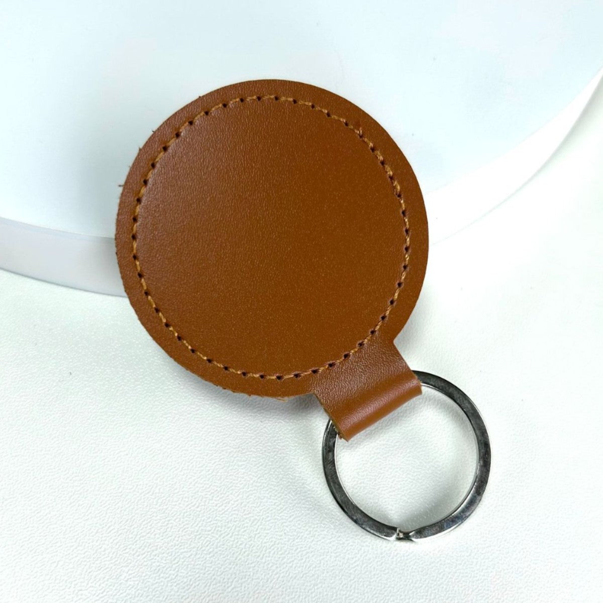 Premium Leather Round Keychain | Thrascher