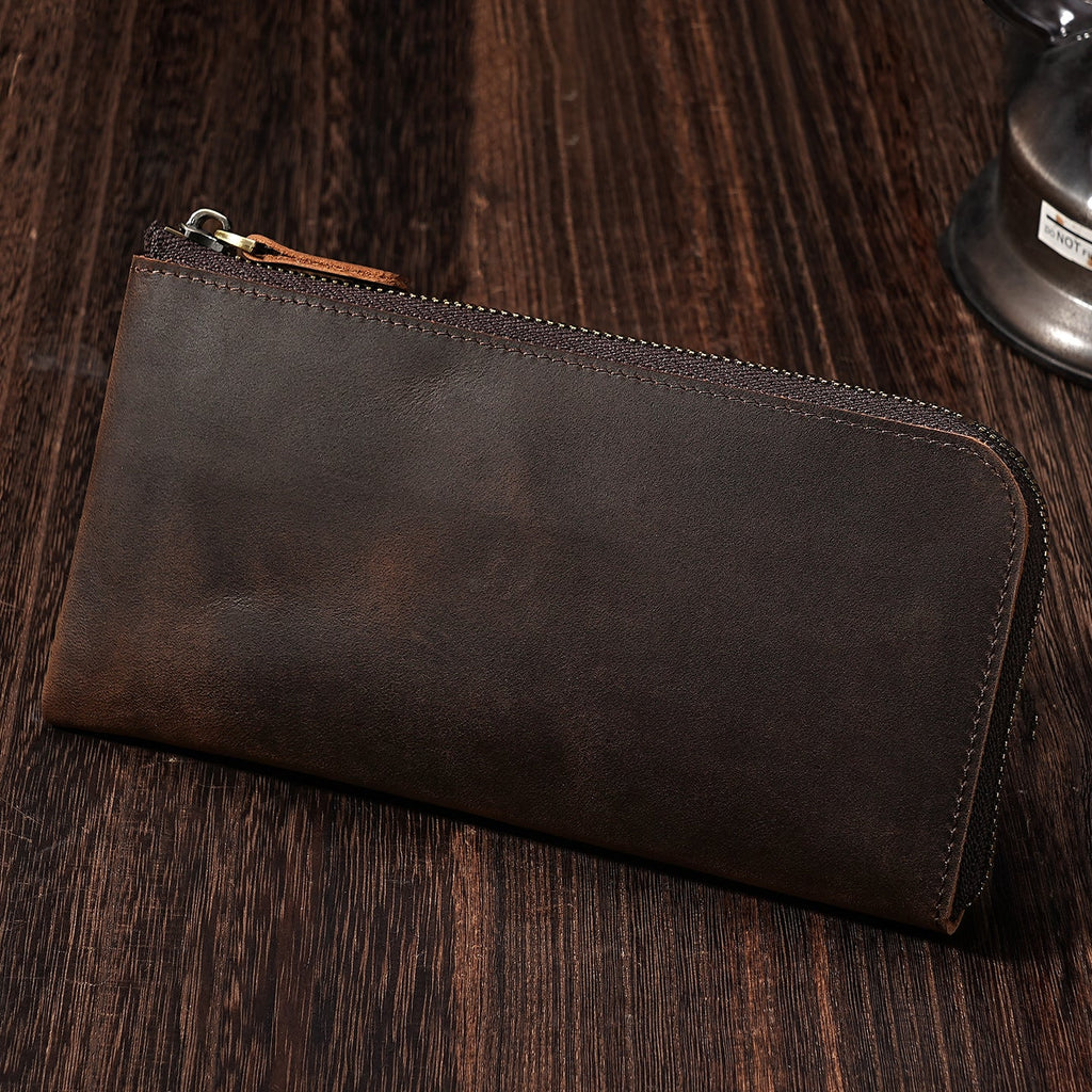 Premium Leather Zippered Travel Wallet with RFID, Multiple Compartments, view 2