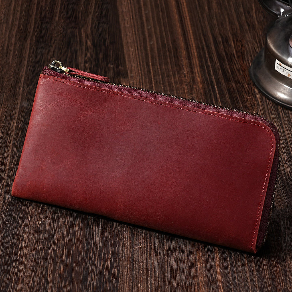 Premium Leather Zippered Travel Wallet with RFID, Multiple Compartments, view 3