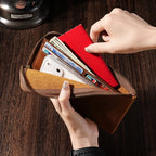 Premium Leather Zippered Travel Wallet with RFID, Multiple Compartments, view 4