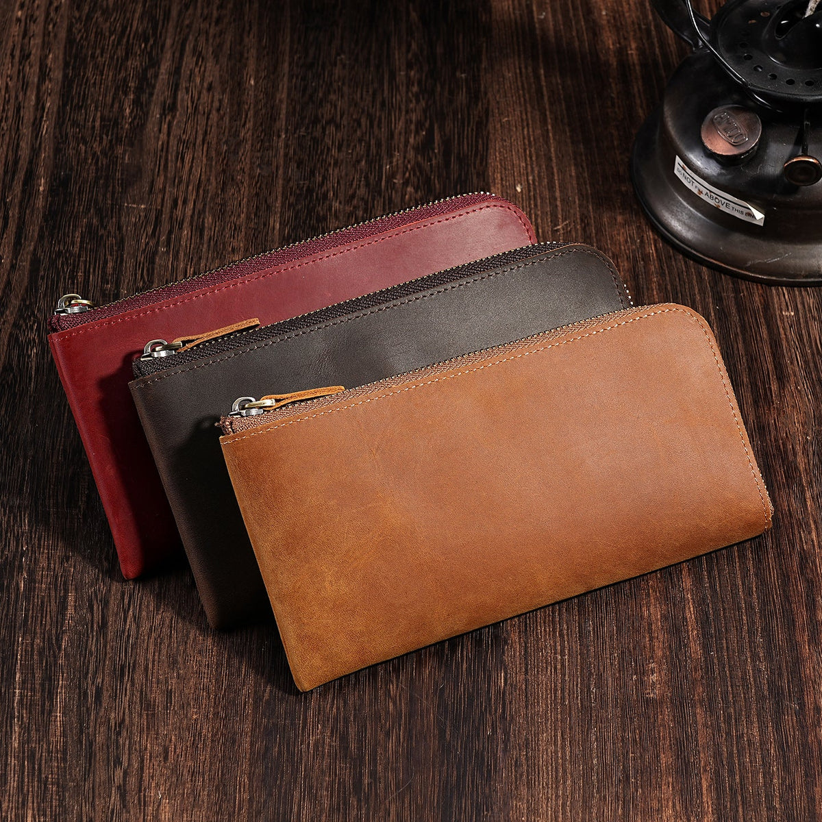 Premium Leather Zippered Travel Wallet with RFID, Multiple Compartments, view 6