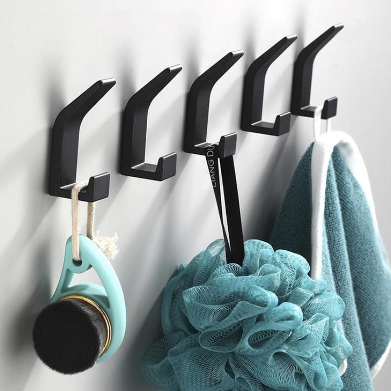 Aluminum Adhesive Wall Hooks, 7 × 2 × 3 cm, Black or White