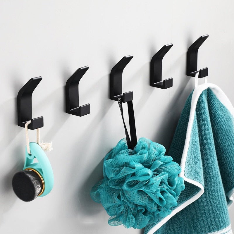 Aluminum Adhesive Wall Hooks, 7 × 2 × 3 cm, Black or White