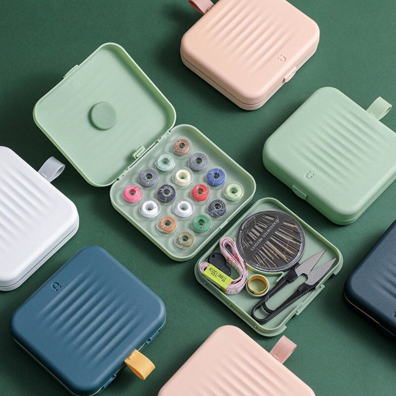 Portable Sewing Kit with PP Case, Magnetic Needle Holder, 12.3 × 11 × 3.3 cm