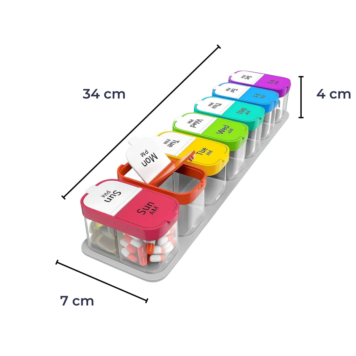 7-Day Pill Organizer with Separate Daily Compartments