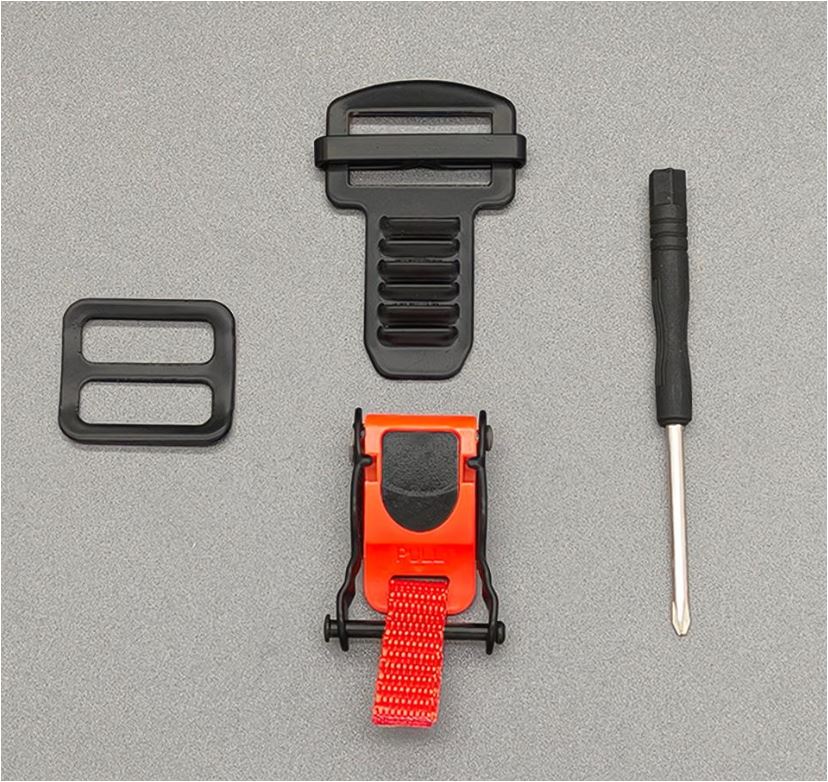 Quick-Release Helmet Safety Buckle Set with Red Pull Straps, view 4