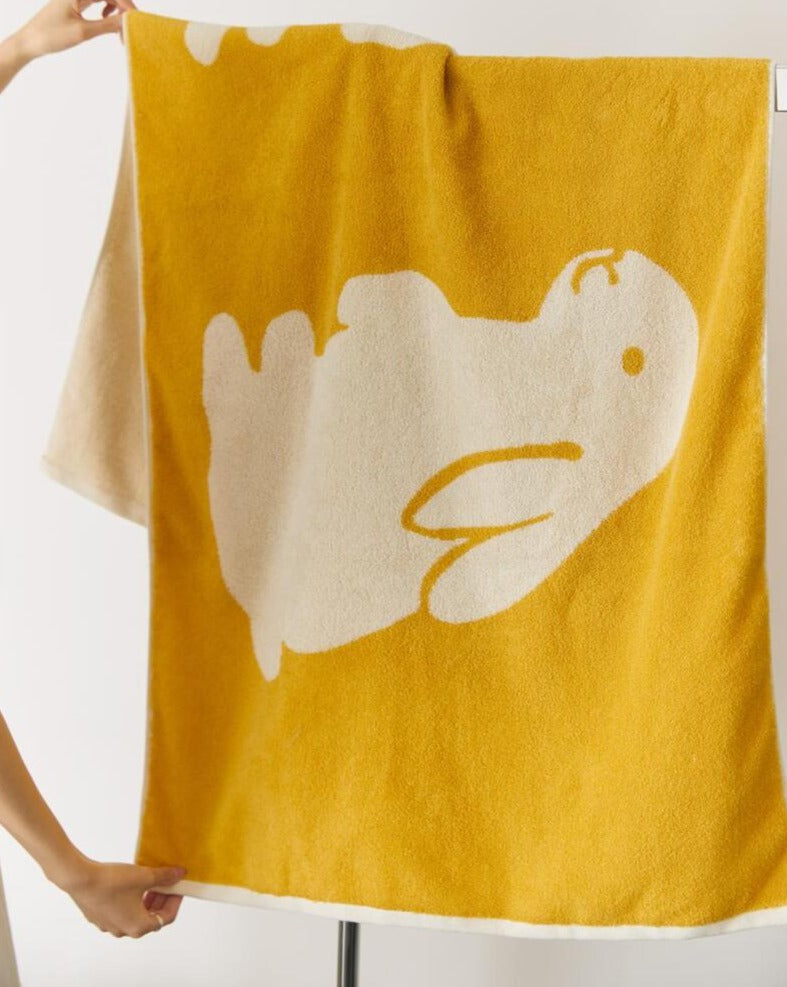 Rabbit Print Cotton Bath Towel, 27.6 x 55.1 in, Machine Wash at 40°C, view 10