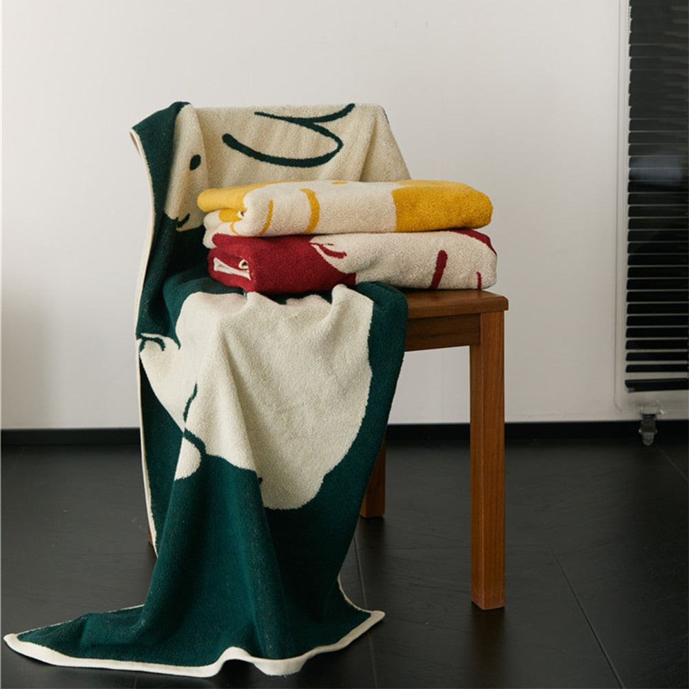 Rabbit Print Cotton Bath Towel, 27.6 x 55.1 in, Machine Wash at 40°C