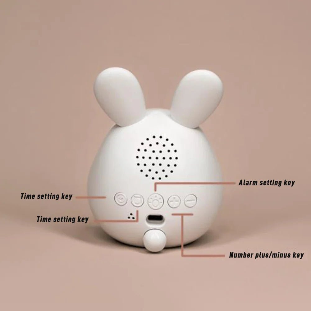 Rabbit-Shaped Kids' Alarm Clock with Dimmable LED Night Light, view 6