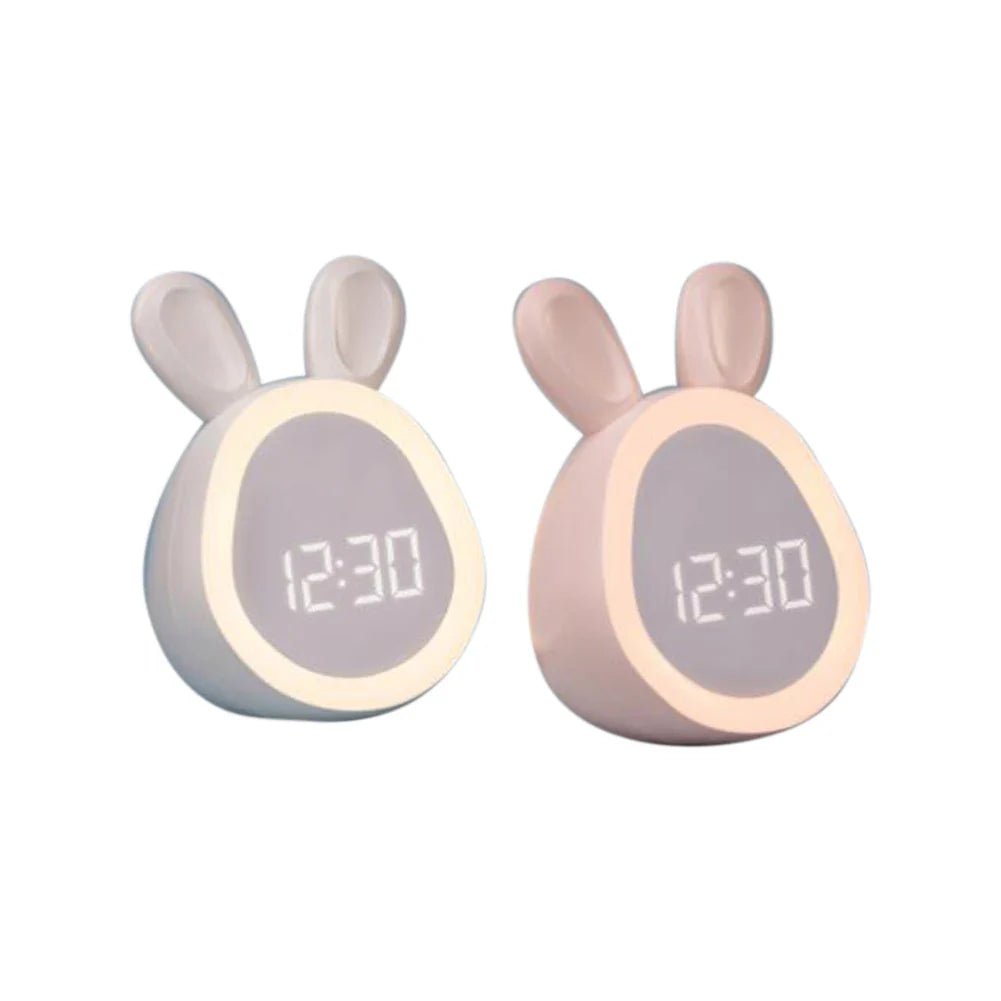 Rabbit-Shaped Kids' Alarm Clock with Dimmable LED Night Light, view 7