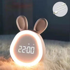 Rabbit-Shaped Kids' Alarm Clock with Dimmable LED Night Light
