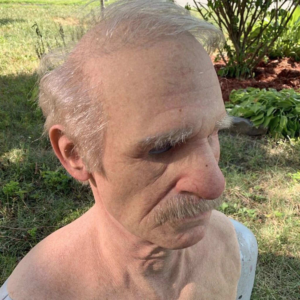 Realistic Old Man Latex Halloween Mask for Adults, Head Circumference <62 cm, view 3