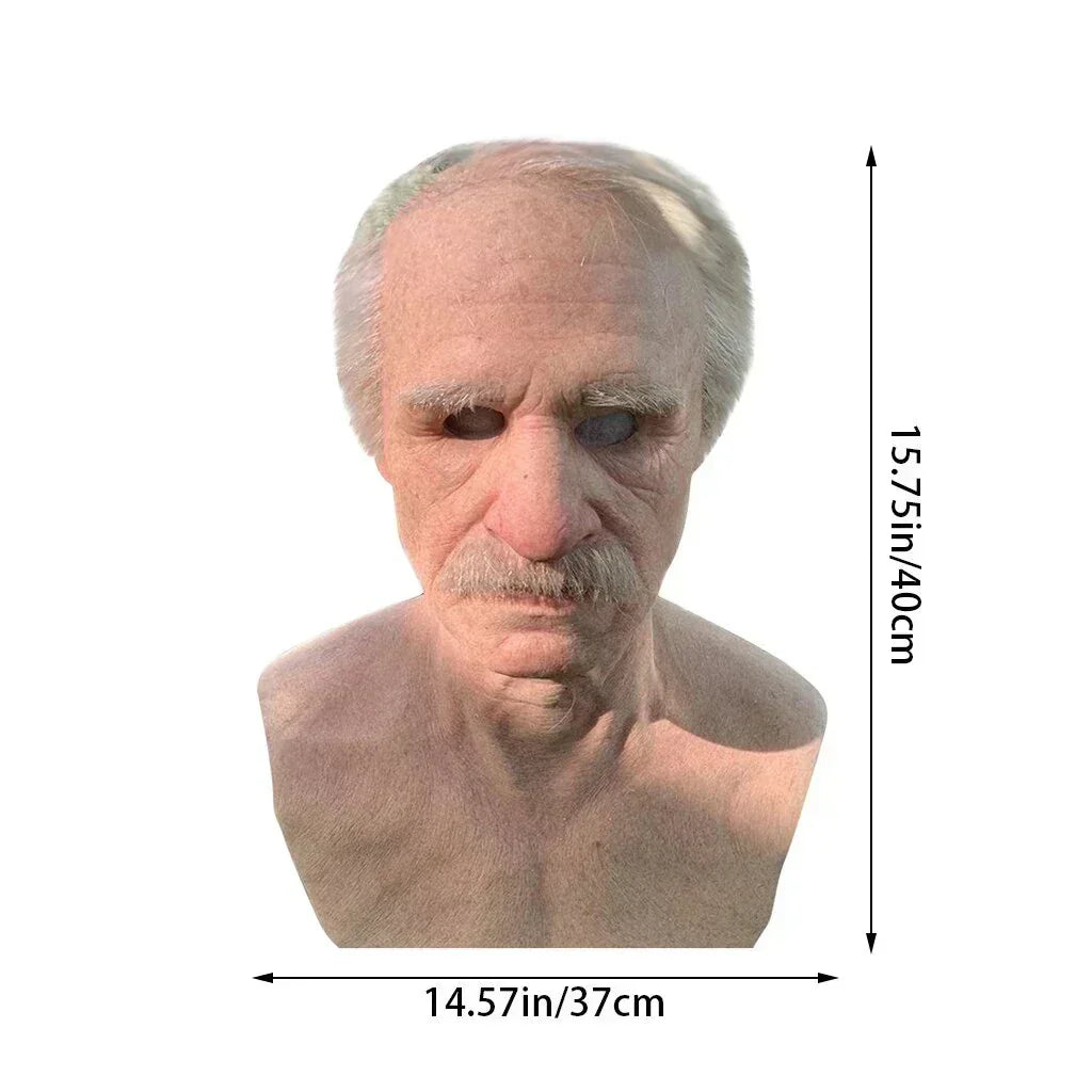 Realistic Old Man Latex Halloween Mask for Adults, Head Circumference <62 cm, view 5