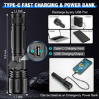 Rechargeable LED Flashlight with USB-C Charging and LCD Display, view 6