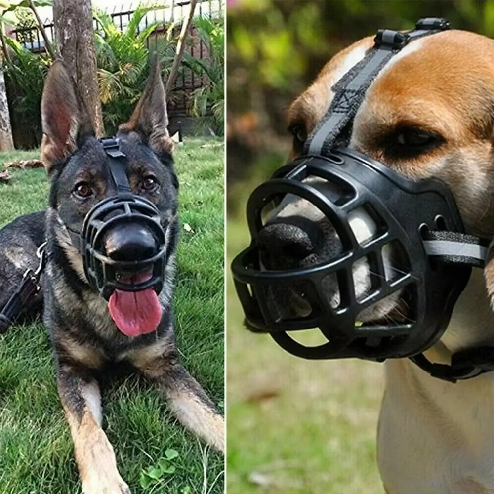 Reflective Dog Muzzle with Breathable Plastic and Adjustable Strap, view 2