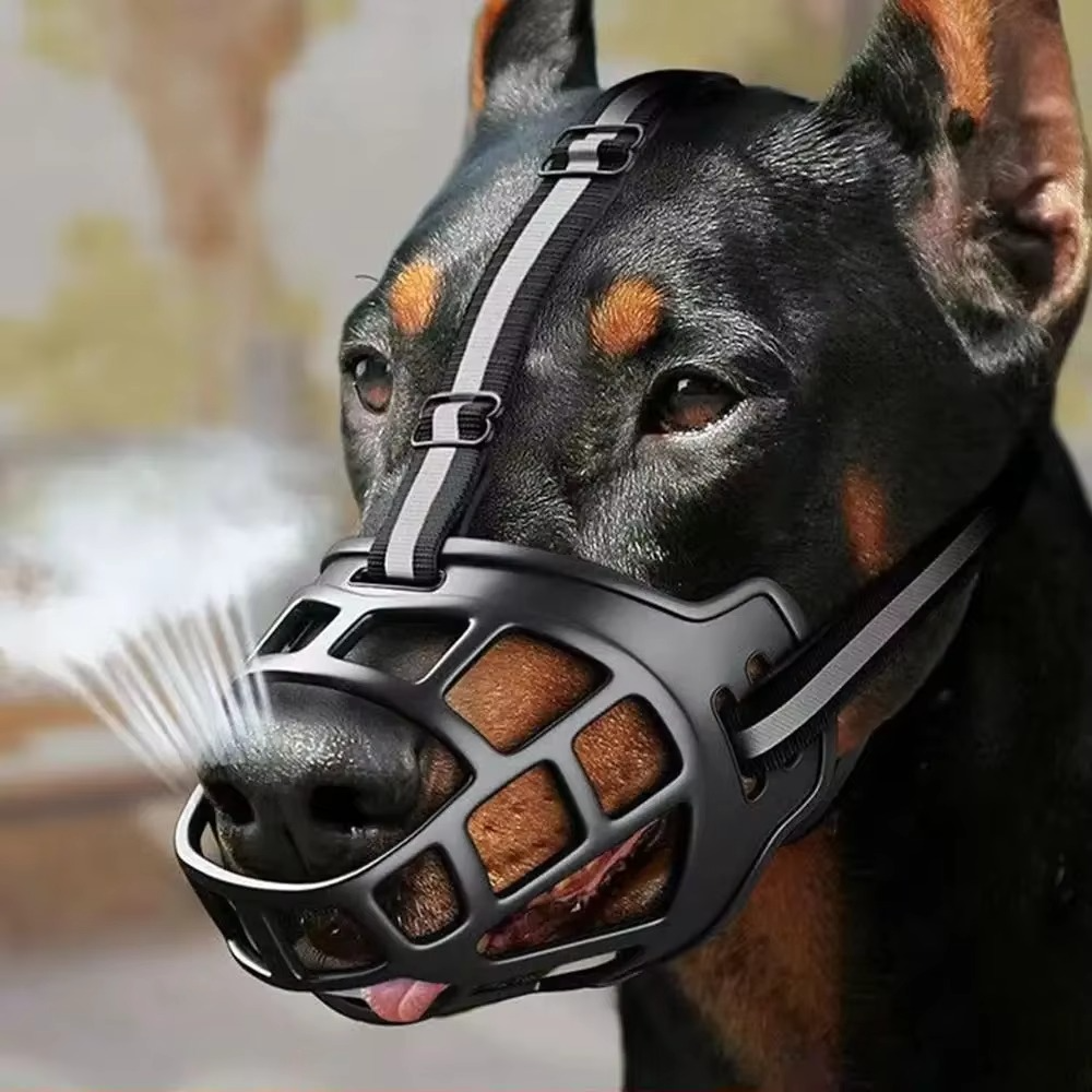 Reflective Dog Muzzle with Breathable Plastic and Adjustable Strap