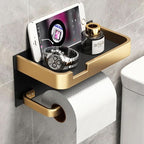 Wall-Mounted Metal Toilet Paper Holder with Adhesive or Screw Installation